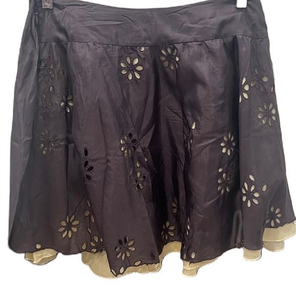 Tara Jarmon Skirt Size S Silk blend Floral Cutouts Lined skirt with tie back - Picture 1 of 11